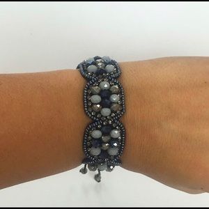 Handcrafted Pull String Beaded Bracelet, Grays,NWT